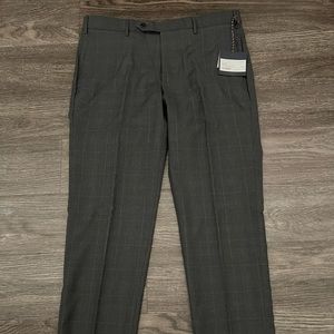 NEW Zanella Curtis Slim Fit 100% Italian Wool Dress Pants Charcoal Sz 35